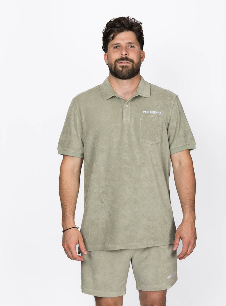 Beach Noise Club Polo Shirt - Organic Khaki