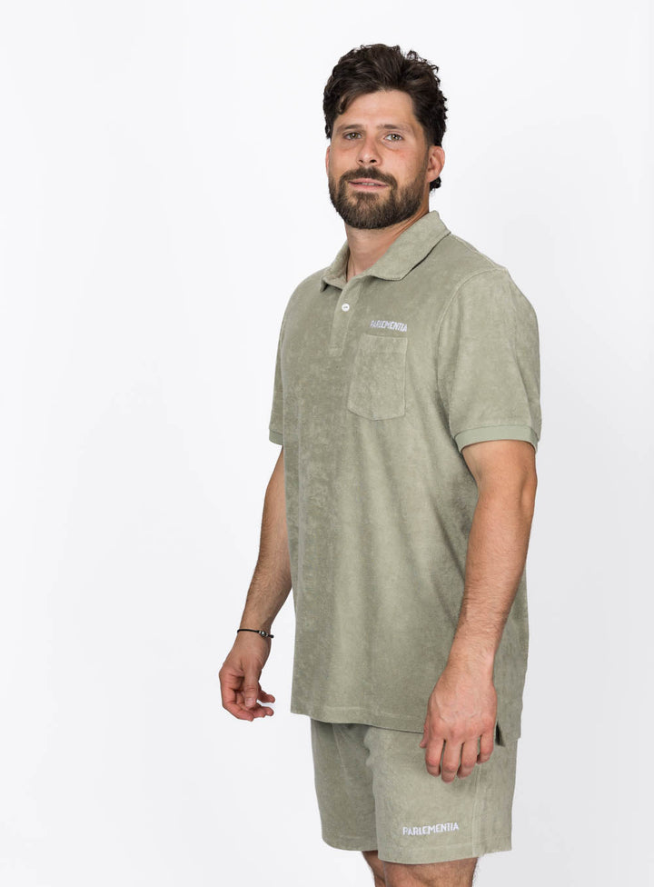 Beach Noise Club Polo Shirt - Organic Khaki