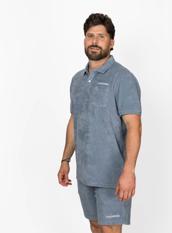 Beach Noise Club Polo Shirt - Mineral Grey