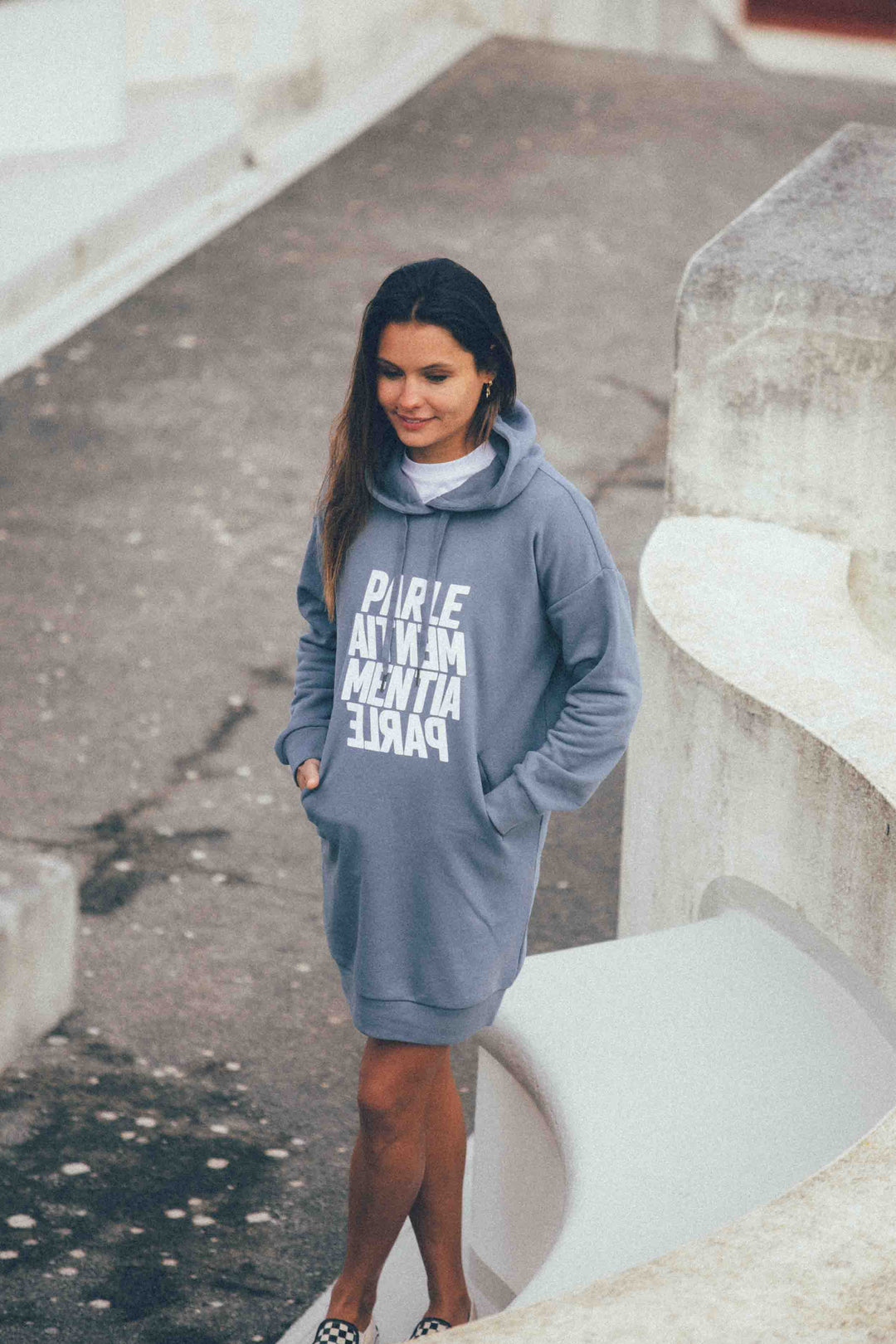 Distant Swell Sweatshirt Dress - Mineral Grey