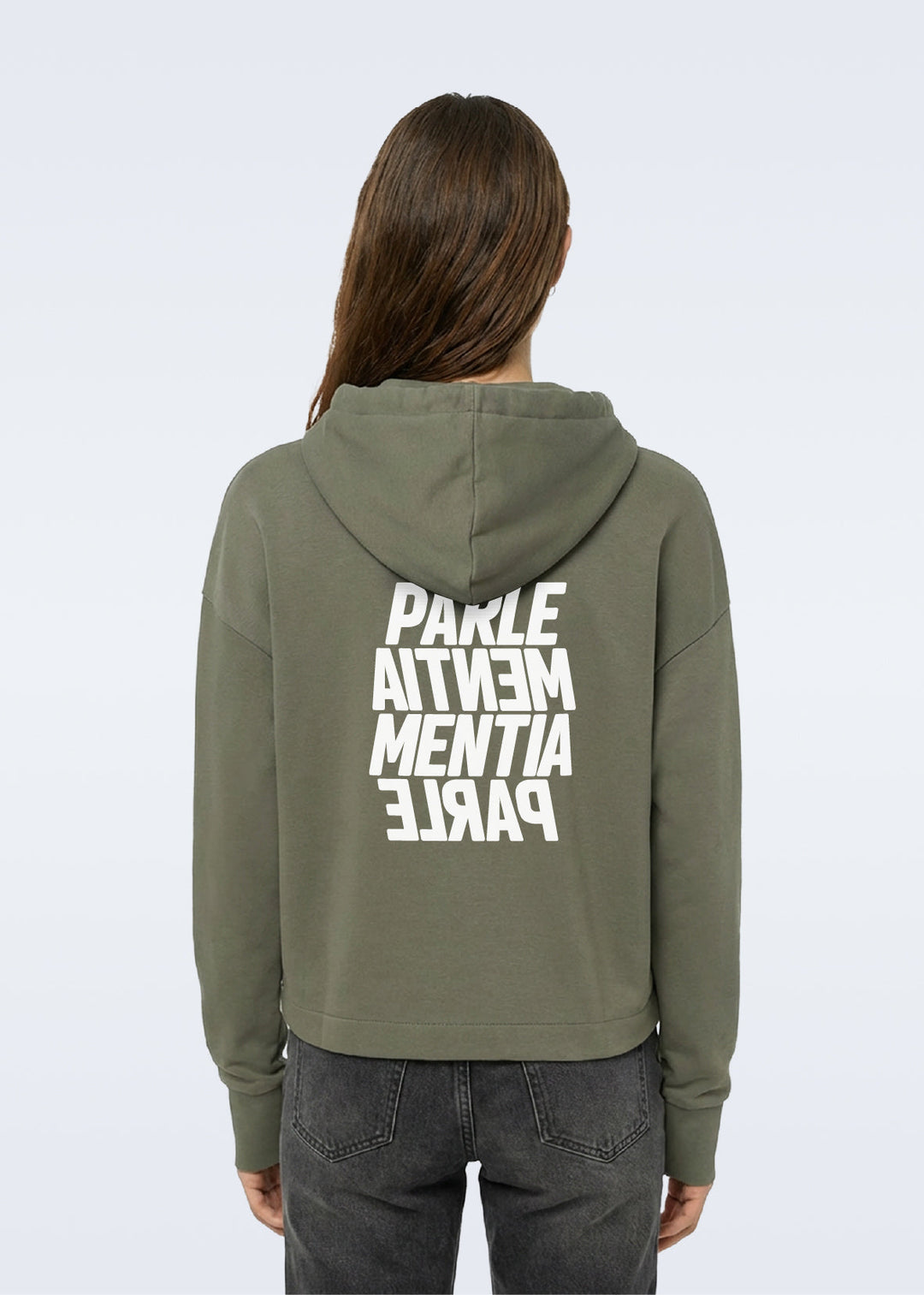Hoodie zip girl kaki - white Swell