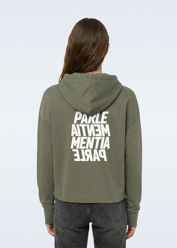 Hoodie zip girl kaki - white Swell
