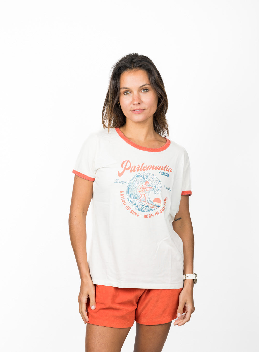 Surf Music Ringer Tee - Washed Paprika