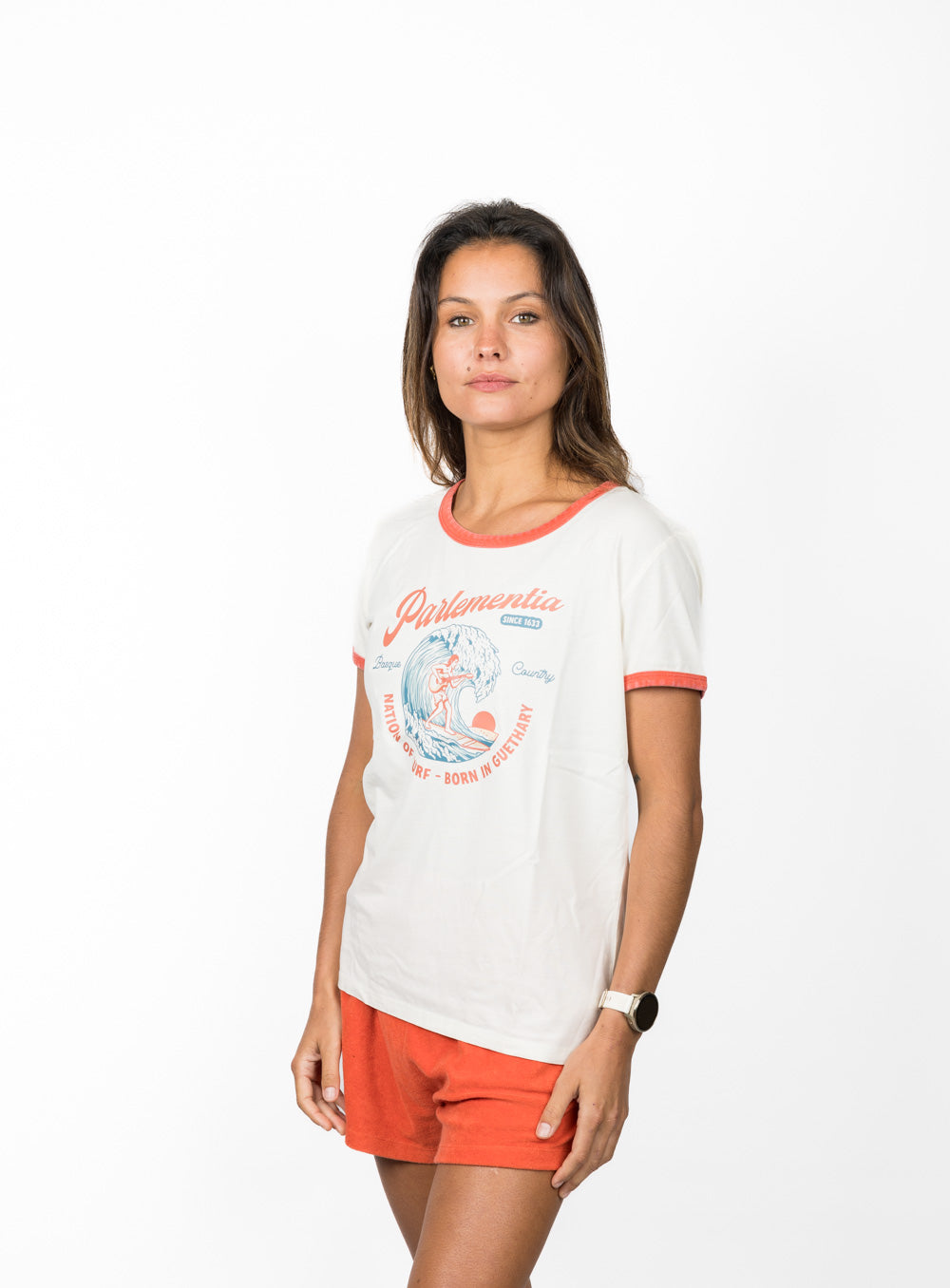 Surf Music Ringer Tee - Washed Paprika