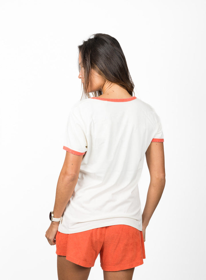 Surf Music Ringer Tee - Washed Paprika