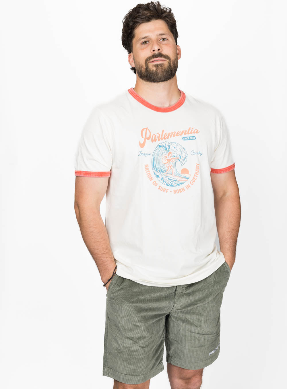 Surf Music Ringer Tee - Washed Paprika