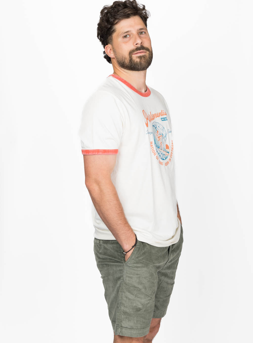 Surf Music Ringer Tee - Washed Paprika