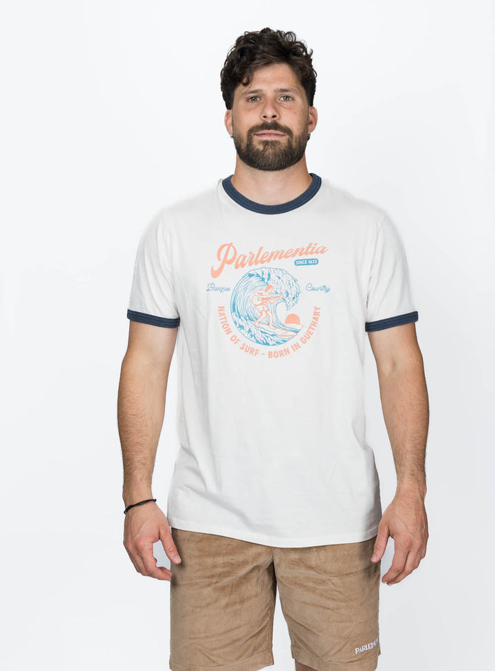 Surf Music Ringer Tee - Washed Navy Blue