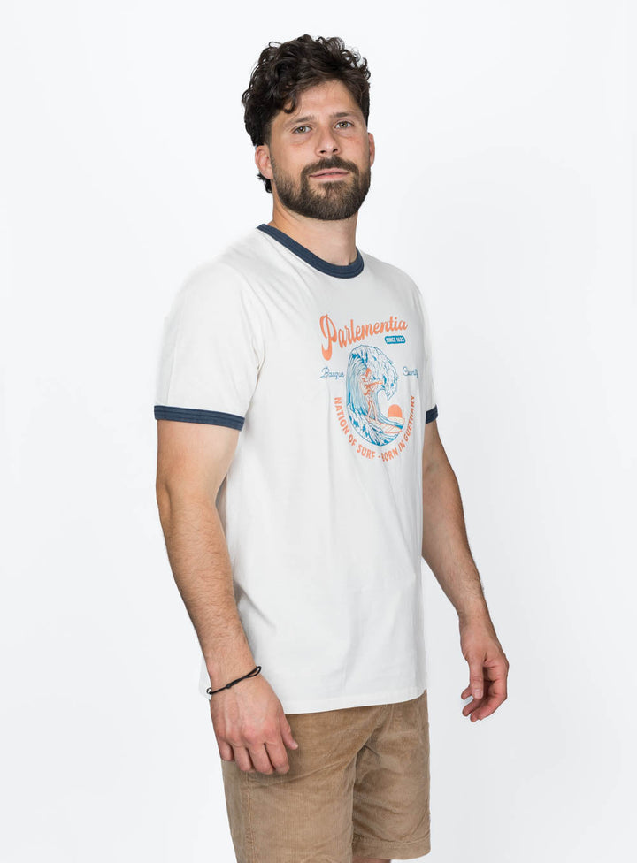 Surf Music Ringer Tee - Washed Navy Blue
