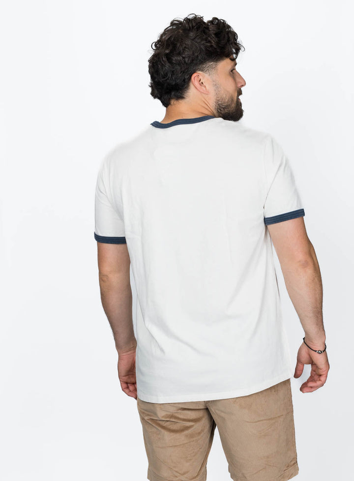 Surf Music Ringer Tee - Washed Navy Blue