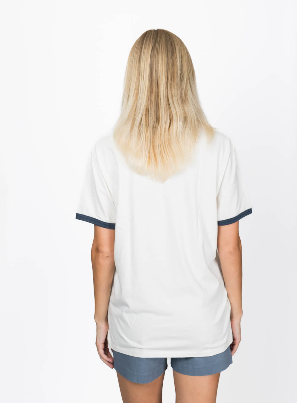Surf Music Ringer Tee - Washed Navy Blue
