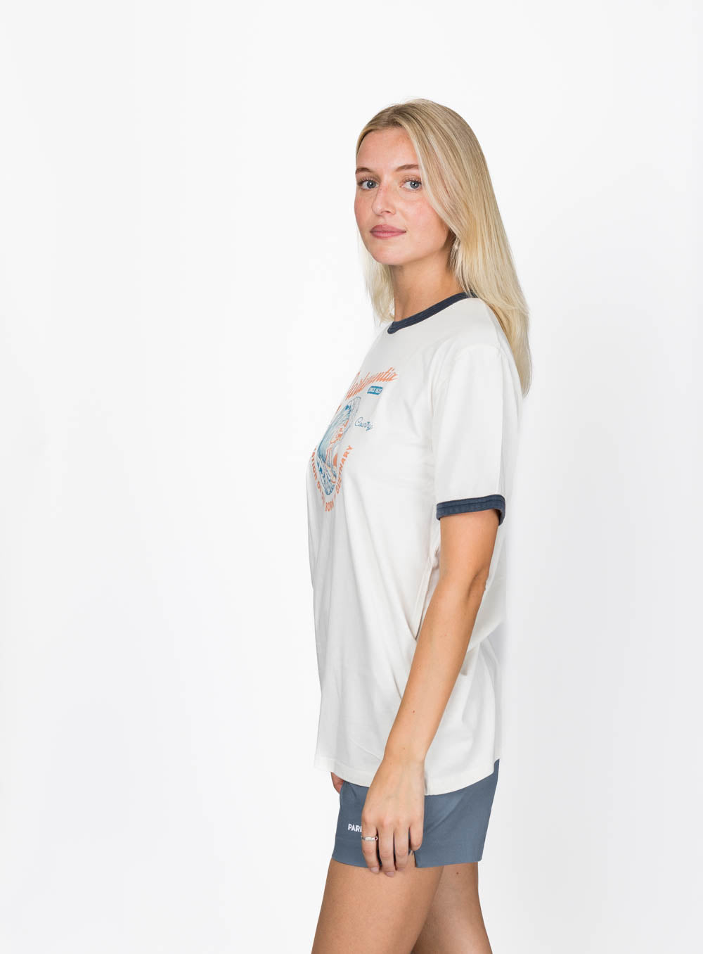 Surf Music Ringer Tee - Washed Navy Blue