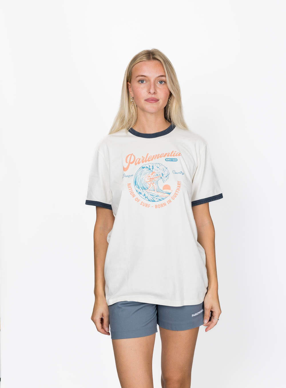 Surf Music Ringer Tee - Washed Navy Blue