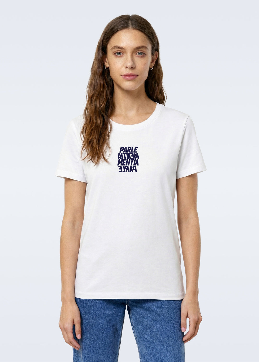 T-shirt girl white ~ navy Swell