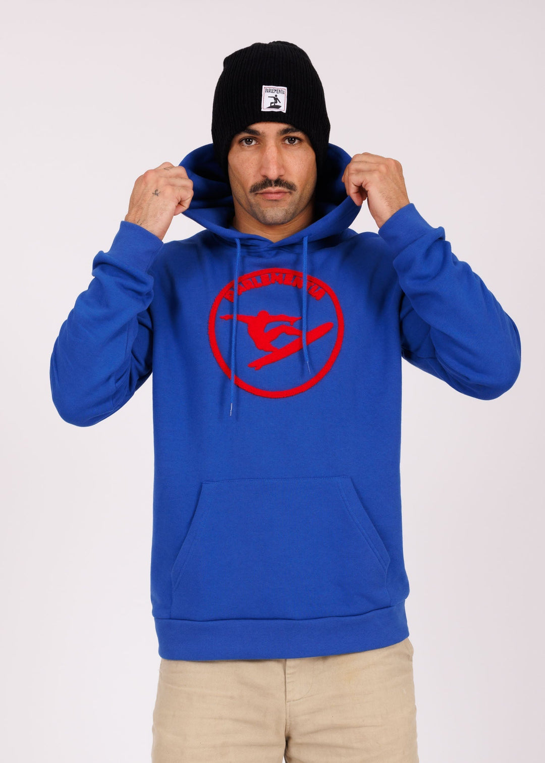 Unisex embroidered hoodie royal blue - red Hero