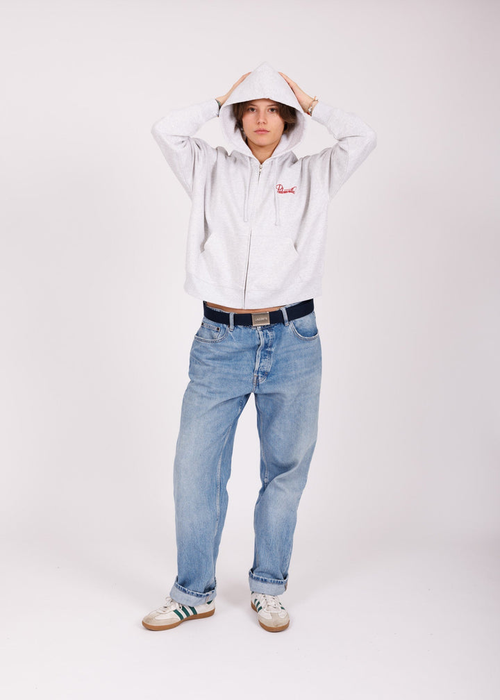 Hoodie zip girl gris chiné - red Write