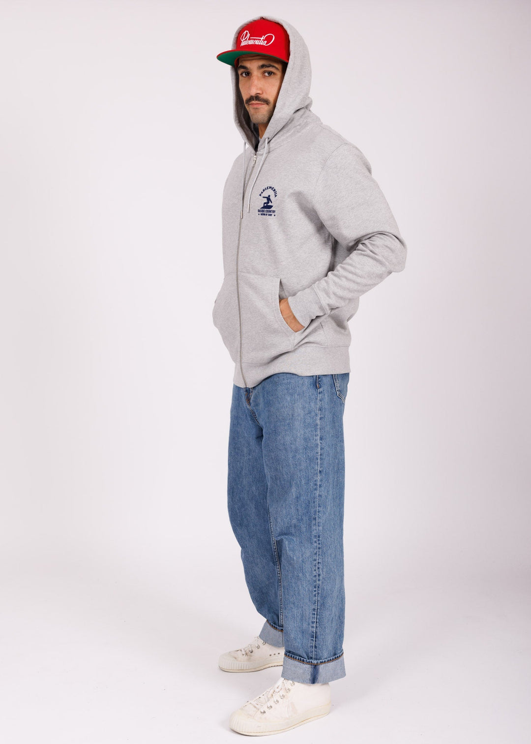 Foam Fiction Zipped Hoodie - Grey
