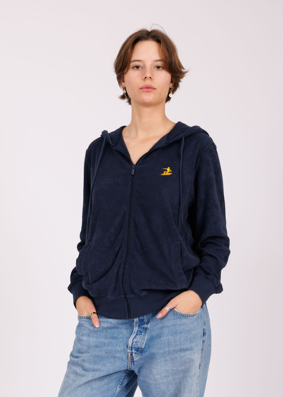 Hoodie zip brodé navy - tri Easysurf