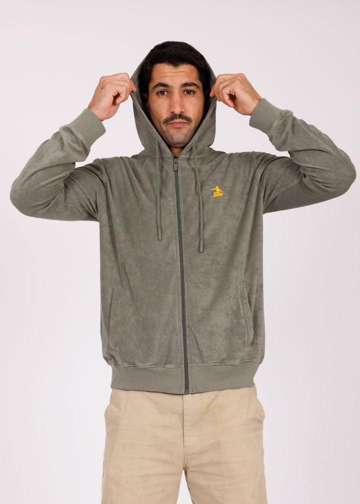 Hoodie zip brodé kaki - tri Easysurf