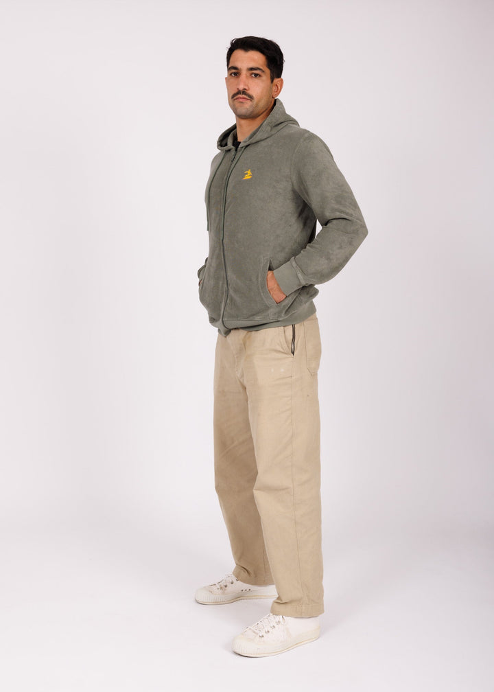 Hoodie zip brodé kaki - tri Easysurf