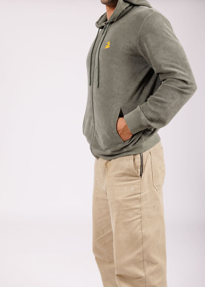 Hoodie zip brodé kaki - tri Easysurf