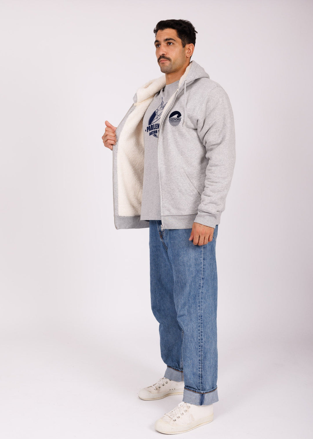 Hoodie fourré grey - navy P&