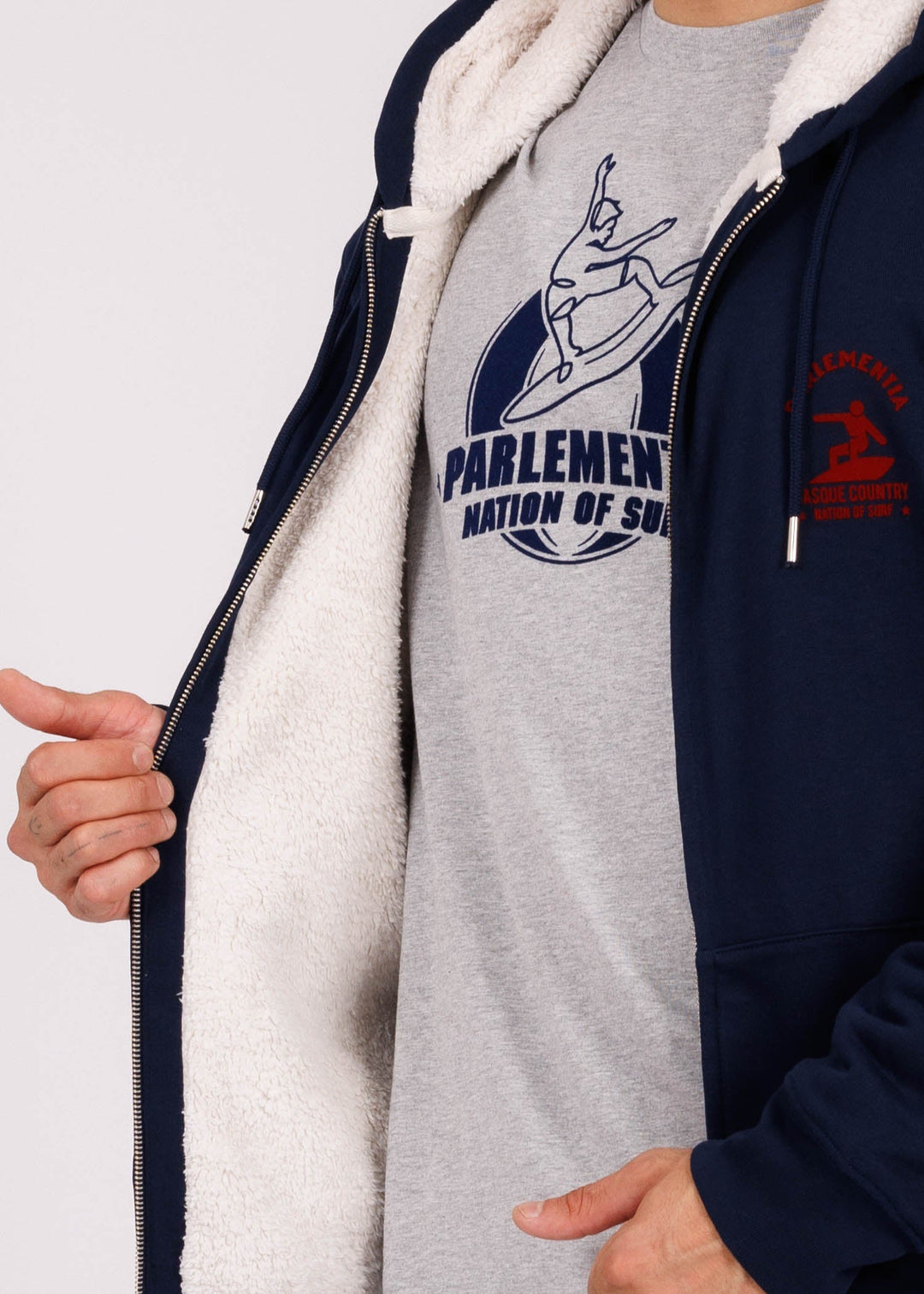 Hoodie fourré navy - red Easysurf