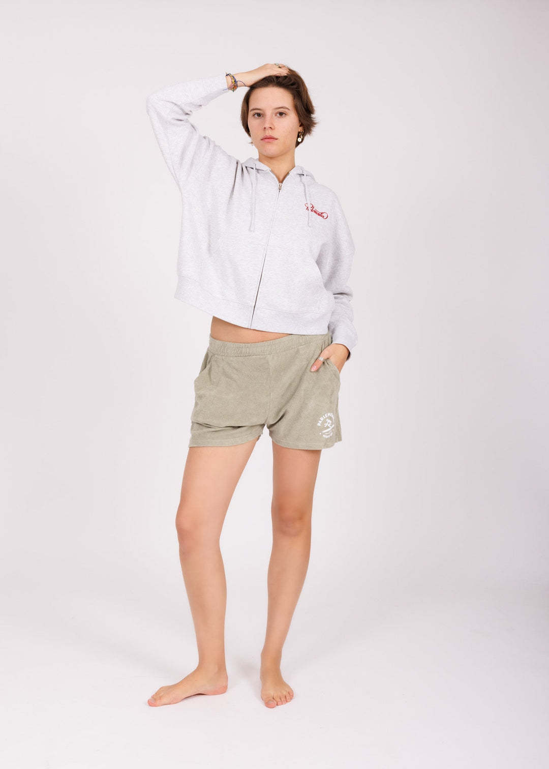 Short girl towel kaki - white Myth