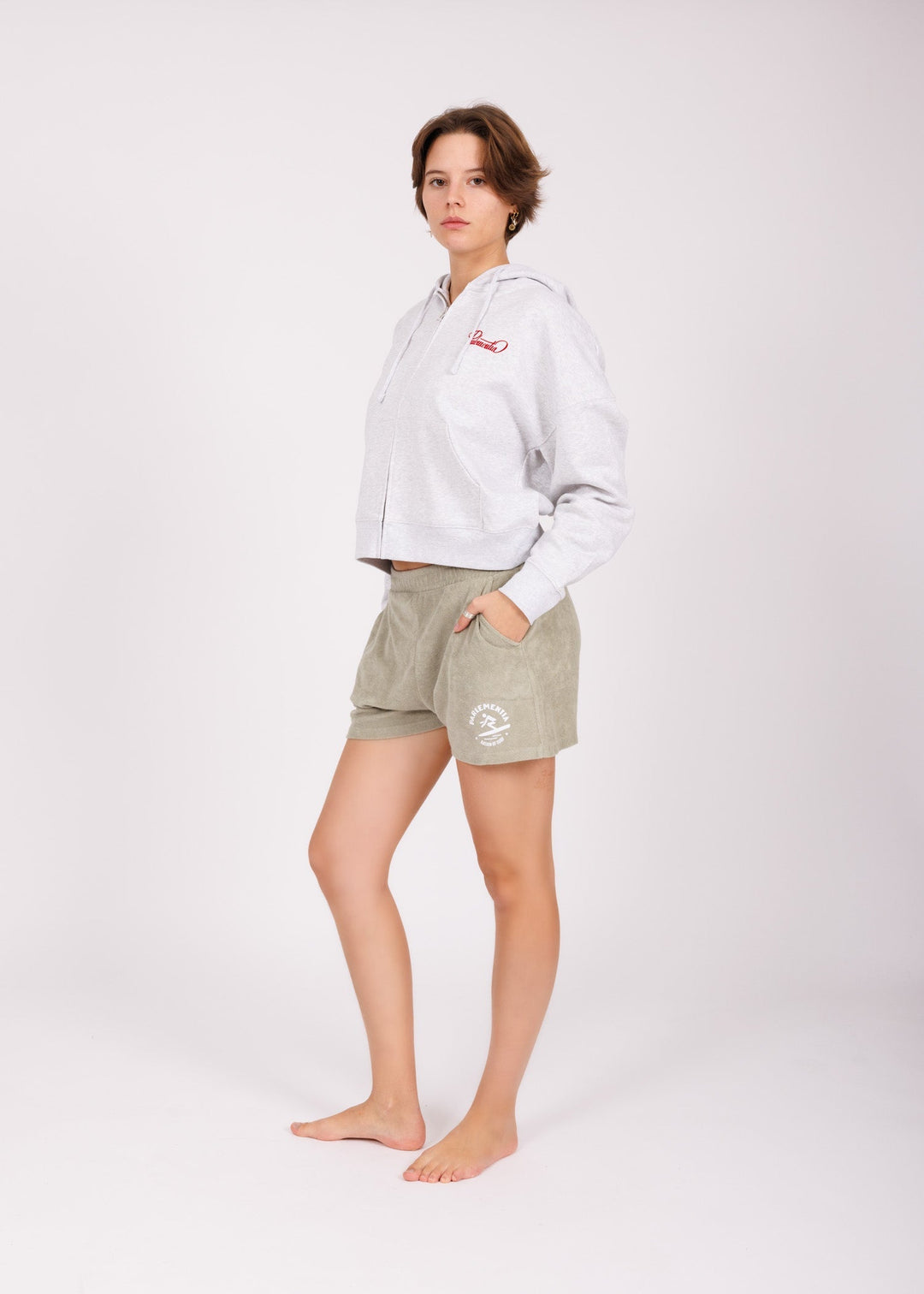 Short girl towel kaki - white Myth