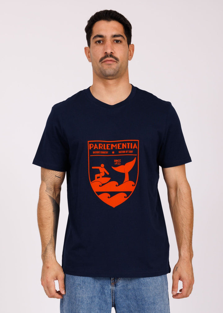 T-shirt navy - orange Whale