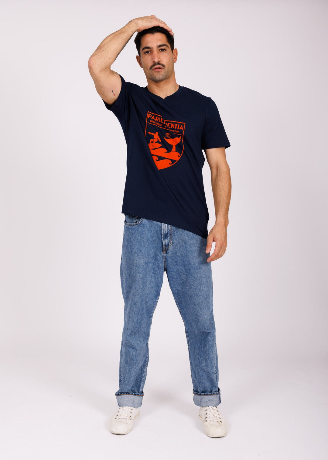 T-shirt navy - orange Whale