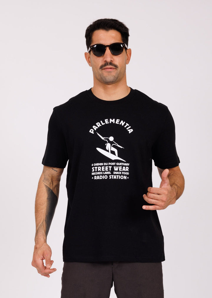 T-shirt black - white Fingers radio