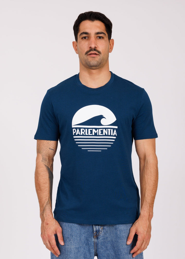 T-shirt peacock blue - white P&